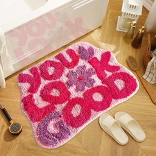 You Look Good Bath Rug Fun Hot Pink Bathroom Mat Non Slip Microfiber Plush