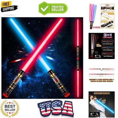2 Pack Light up Sword Saber with FX Sounds Motion-Sensitive and Retractable H...
