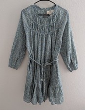 Trovata Birds Of Paradis Abigail Short Dress Women's Size Large Tidepool Ditsy