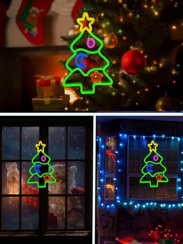 Christmas Tree Neon Sign LED, Acrylic Neon Light Up Sign for Wall Decor, USB ... - Picture 6 of 6