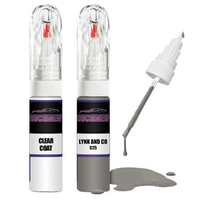 Lackstift für LYNK AND CO PEBBLE GREY C25 + Klarlack Pinsel Kratzer Fix Kit