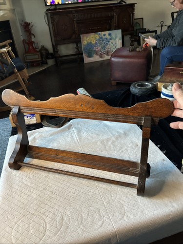 Vintage Primitive Wooden Towel Rack Shelf 16” Old Wood