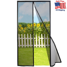Risareyi Magnetic Screen Door Self Closing, 44 x 86 inches, Black Upgraded Polye