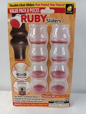 Ruby Sliders - 8 Pieces - Flexible Chair or Leg Sliders Helps Prevent Scratches