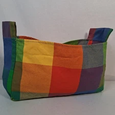 IKEA Replacement Hanging Bag Sack For Organizer Single Rainbow Plaid Canvas