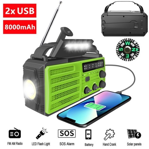 Solar Radio Handkurbel 8000 mAh Notfall Radio AM/FM Powerbank LED Taschenlampe