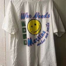 Martine Rose Oversized Acid Cotton Jersey T-shirt with Smiley Face Print