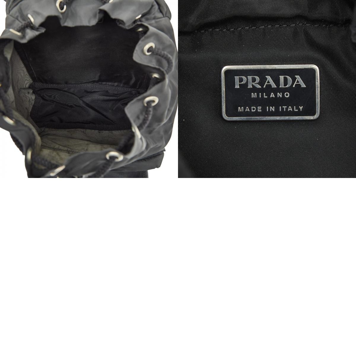 PRADA Triangle Logo Plate Mini Backpack Black Nylon Women s Used from japan thumbnail 10