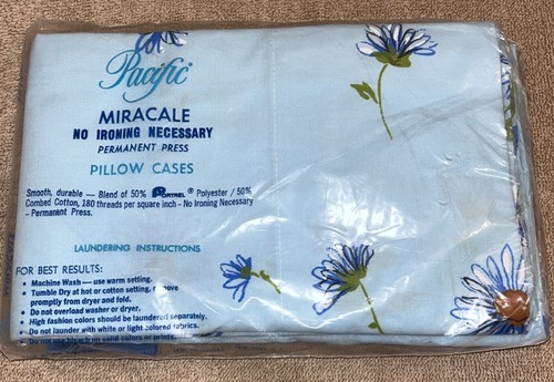 Vtg NOS Pacific Miracale Standard Pillow Case Set Of 2 Floral Cottage Farmhouse - Picture 2 of 3
