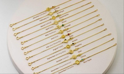 Floral Essence Birth Month Flower & Birthstone Bracelets - Celebrate Your Unique