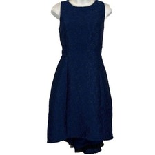 Halston Heritage Womens Blue Steampunk High Low Whimsigoth Cocktail Dress sz 4