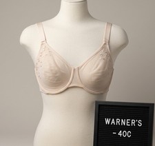 Vtg Warner's Elements of Bliss U/W Bra 01518 Beige Nude Semi Sheer Contour 40C