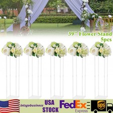 39" 5 Pack Flower Rack Vase Stand Acrylic Geometric Column Wedding Party Decor