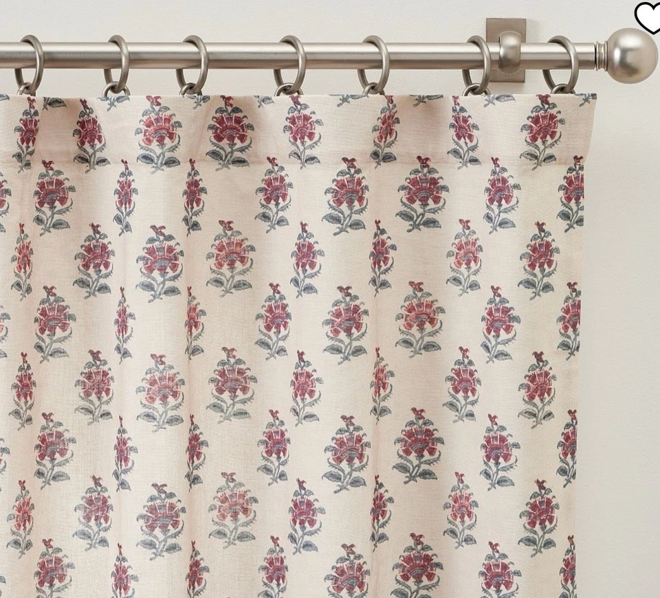 Cortina opaca floral Pottery Barn Arnica Bhotah múltiple 50" x 96"_NUEVA_ T#G Foto 3 de 4