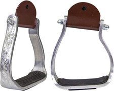 Angled Engraved Western Show Stirrups for Knee Relief
