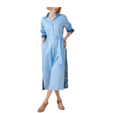 J.McLaughlin Striped quince Equestrian Midi Shirt Dress Blue White Large