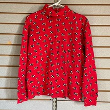 Vintage Mickey  Co. Red Mickey Mouse All Over Print Long Sleeve Turtle Neck Top