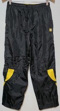 Vintage Wilson Track Pants Yellow Black Nylon Joggers Ankle Zippers 90s Kid L