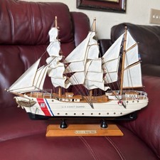 Vintage Wooden Model Ship USCG Barque Eagle  US Coastguard  Tall Sailing  Boat