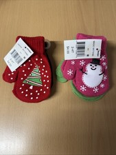 Toddler 4 Pair Holiday Winter Mittens Knitted Winter Unisex 2-4T New
