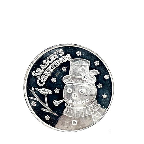 Season's Greetings SNOWMAN  1/4 Oz 999 Silver Proof Coin