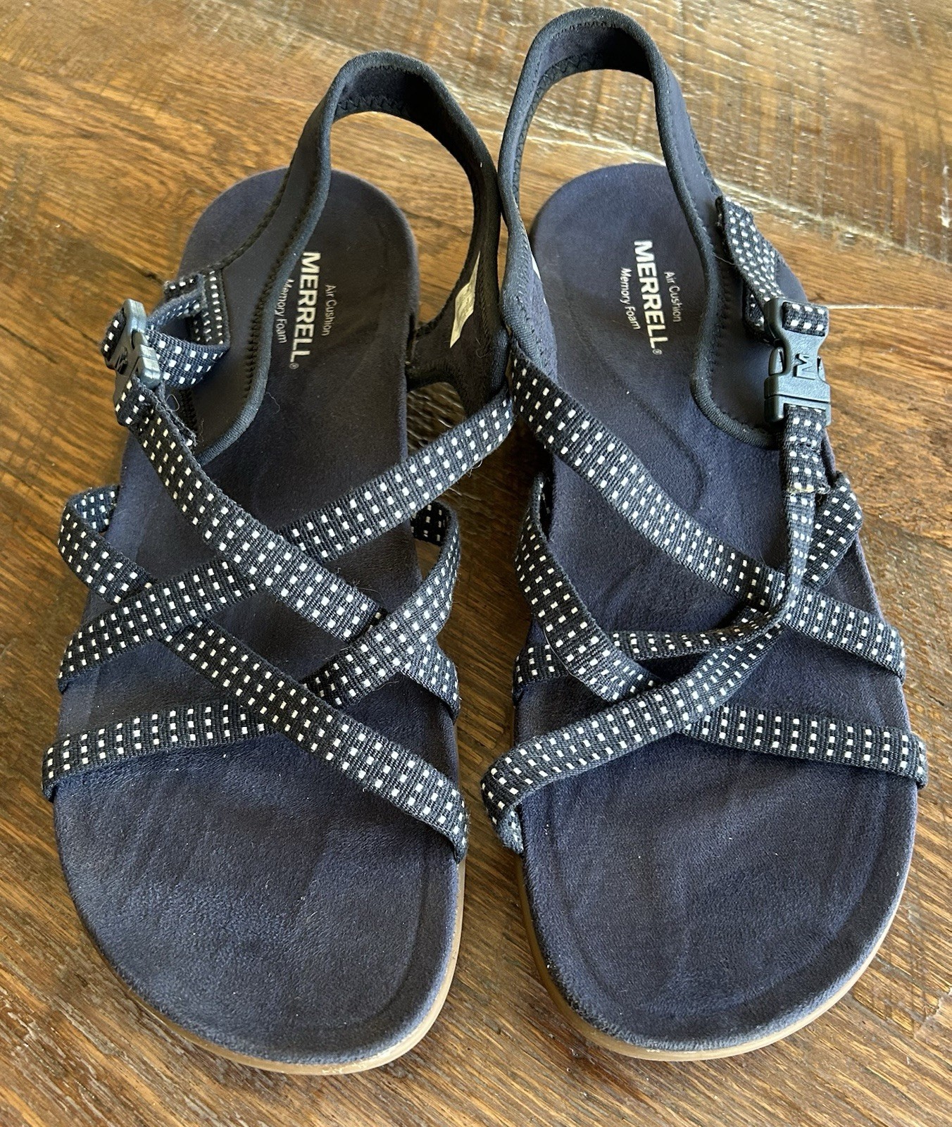 Merrell sandali donna taglia 11 Muri reticolo cinturino blu navy a pois