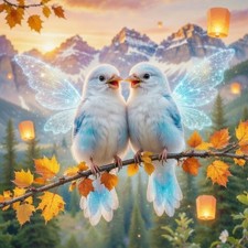 Cute Baby Birds Fairy 4K Wallpaper Digital Art HD Printable Kids Room Art 1028