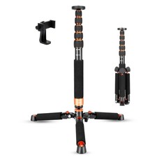 Aluminum Monopod with Metal Tripod Base.6 Sections 46-177cm/18-69inch Adjusta...
