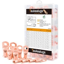 Taukealugs Battery Cable Terminal Ends Connectors, 50Pcs AWG 8 6 4 2 1/0 Gaug...