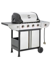 Uniflame Garden Barbecue Classic Wheels Outdoor 4 Burner Side Gas Grill 14.1kW