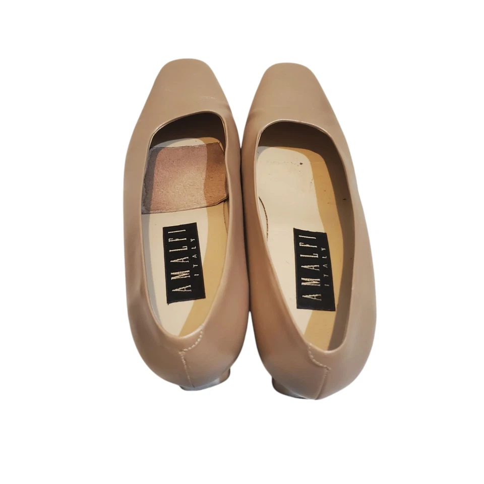 Lote 2 Pares Amalfi Italia Cuero Puntera Cuadrada Bombas Tacones 9 B Carrera Trabajo Dinero Antiguo Foto 4 de 4