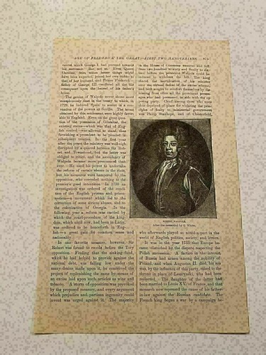 KP125) Robert Walpole English Prime Minister Whig Politician 1885 Engraving