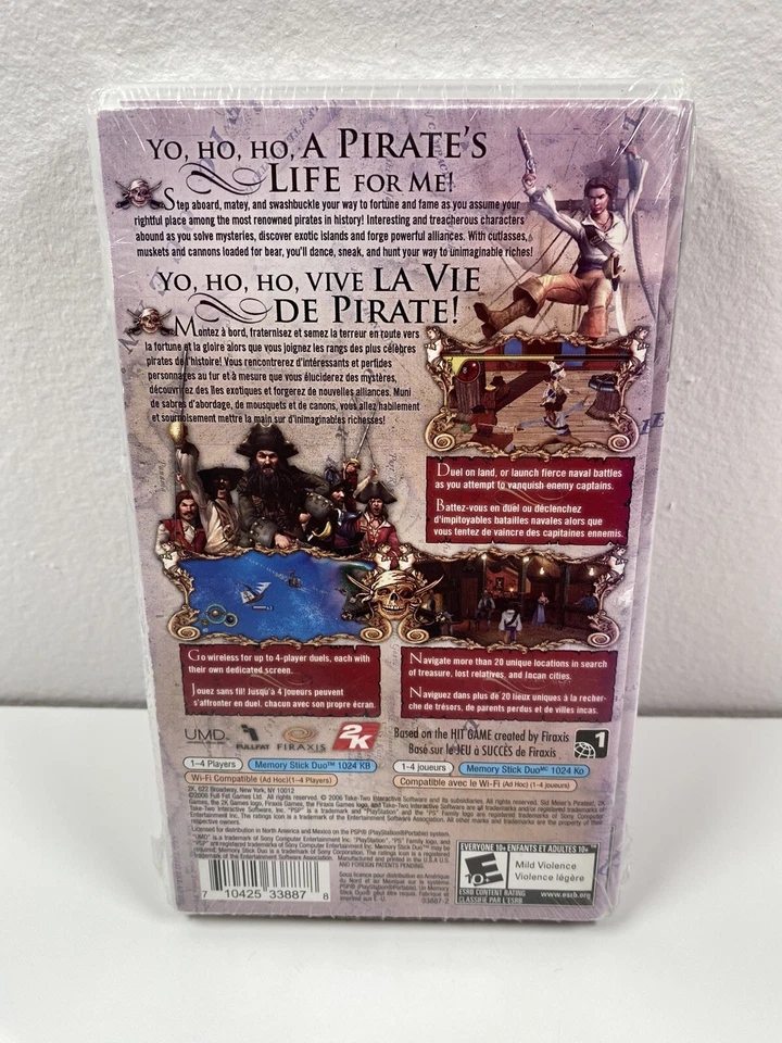 Sid Meier's Pirates (Sony PSP, 2007) Complete BRAND NEW SUN FADED COVER - Image 2 of 3