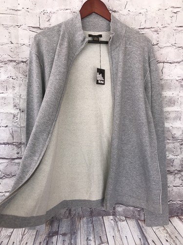 NWT Martin Gordon Mens Full Zip Mock Turtleneck Sweater - Heather Gray - Medium - Picture 6 of 7