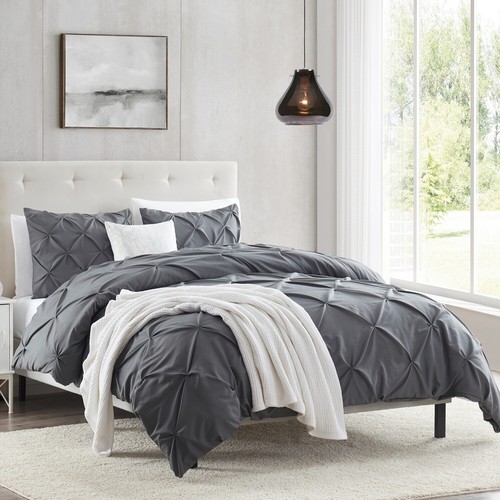 Down Alternative Comforter Set - 3 Piece Pinch Pleat Style Comforter with Shams - Picture 31 of 90