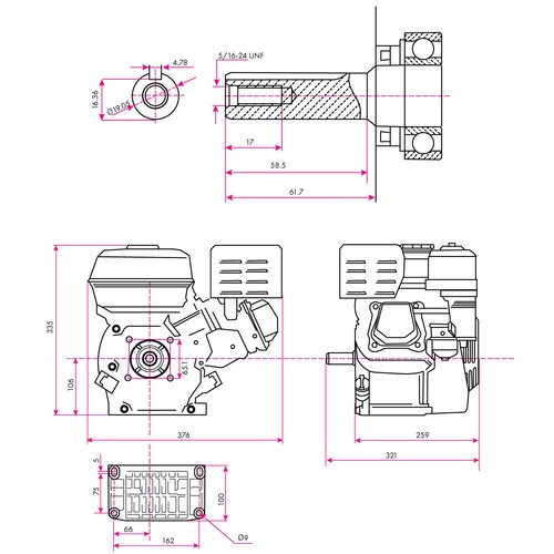 EBERTH Benzinmotor 6,5 PS 4,8 kW Standmotor Kartmotor Motor 4-Takt 1 Zylinder - Bild 8 von 8