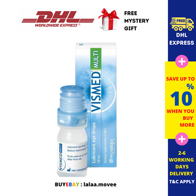 2 X Vismed Multi Eye Drops 10ml Lubricant Eye Drops EXPRESS SHIPPING