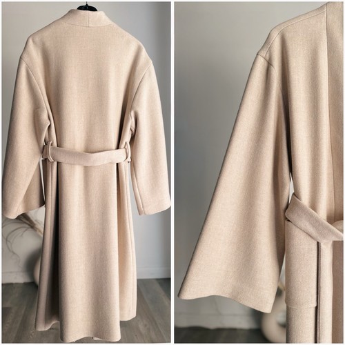 ZARA MINIMALIST COAT MANTECO WOOL ZW COLLECTION OVERSIZED XS S BEIGE UNLINED - Picture 2 of 3