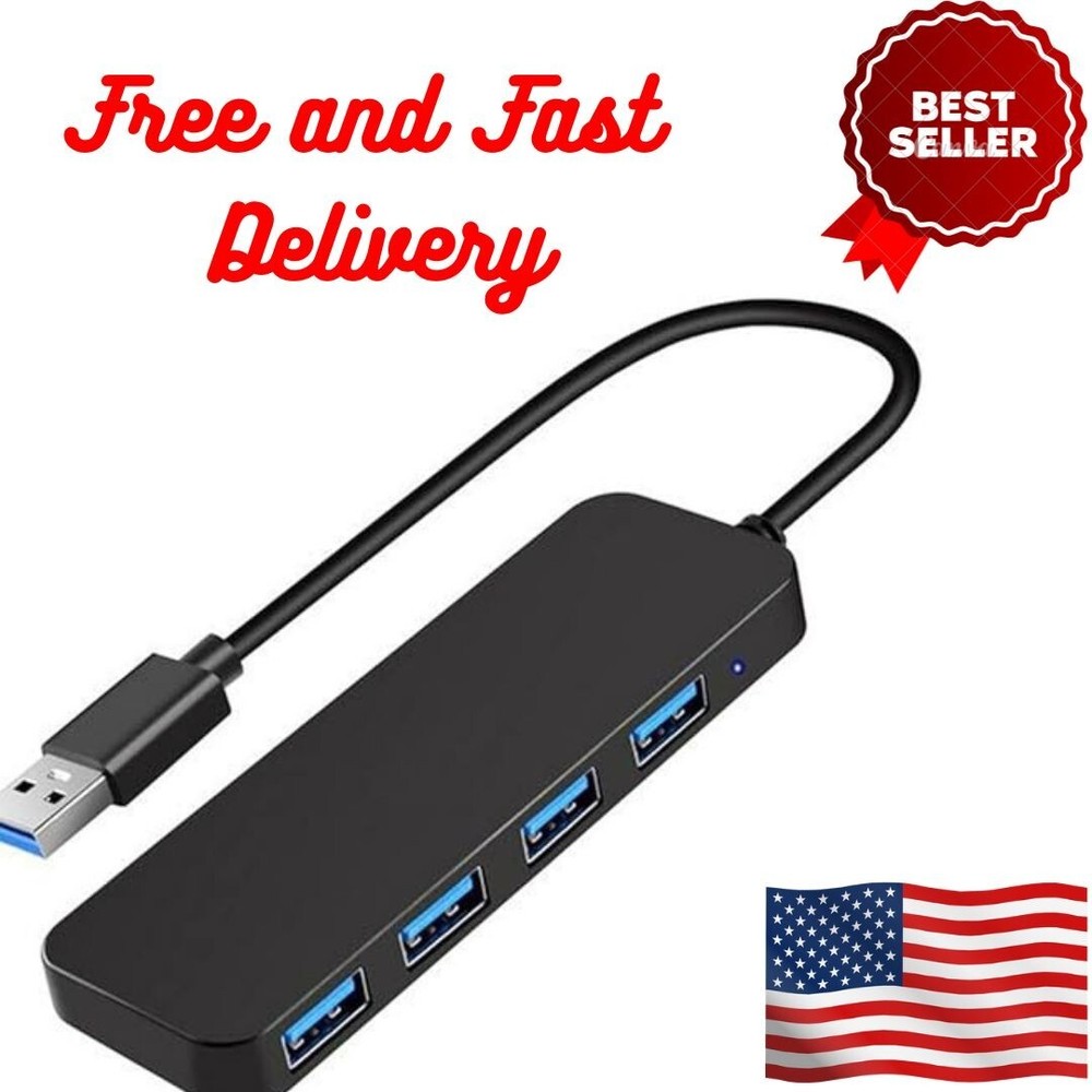 4-Port USB 3.0 Hub for Laptop, Flash Drive & HDD Expansion