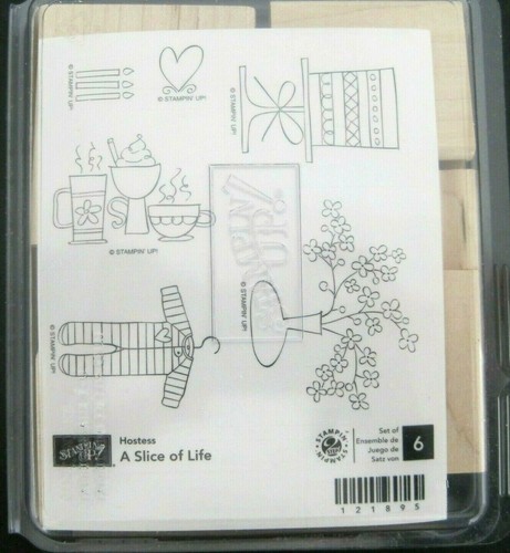 Stampin' Up Hostess A Slice of Life Juego de 6 estampillas de goma de montaje en madera nuevas en caja - Imagen 1 de 2