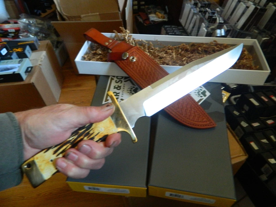 МЕДВЕДЬ И СЫН 15 «СВОБОДА БОРЬБЫ НОЖ БОУИ D2 ЛЕЗВИЕ ИНДИИ ОЛЕНЬ КОСТИ РУЧКИ BC5 - Изображение 2 из 4