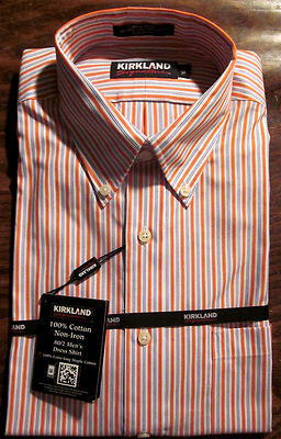 NON-IRON BUTTON DOWN DRESS SHIRT-ORANGE 