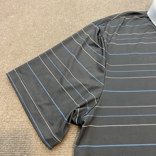 Etonic Polo Shirt Mens Size XXL Gray Blue Striped Golfer Preppy Performance Logo - Picture 5 of 13