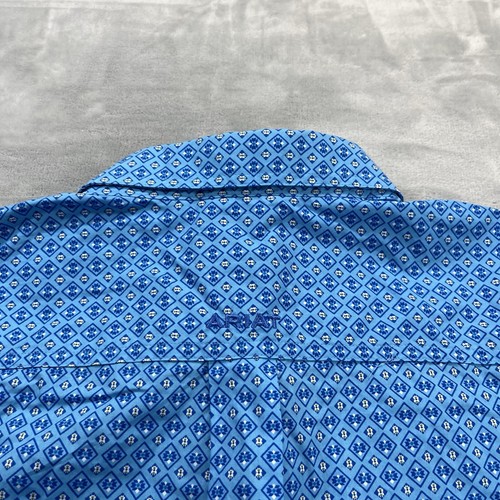 Ariat Lake camicia aderente uomo XXL blu grotta cotone azteco manica lunga 10043802 - Foto 5 di 12