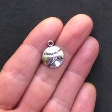 BULK 50 Baseball Charms Antique Silver Tone - SC716
