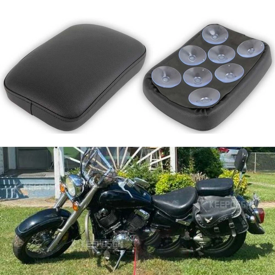 Almohadilla de asiento de pasajero trasera con 8 ventosas para motocicleta Harley Honda Foto 3 de 4