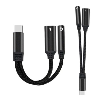 For iPhone 15 Pro Max 2in1 USB Type C To 3.5mm Aux AudioHeadphone Charger Cable