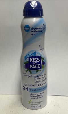 Kiss My Face Air Moisturizing Lotion Continuous Spray 2 in 1 Olive & Aloe 6oz