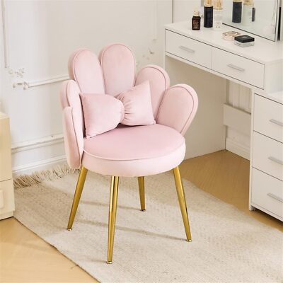Petal Makeup Vanity Chair with Back,Flower Cute Girls Desk Chair Comfy No  Wheels | eBay