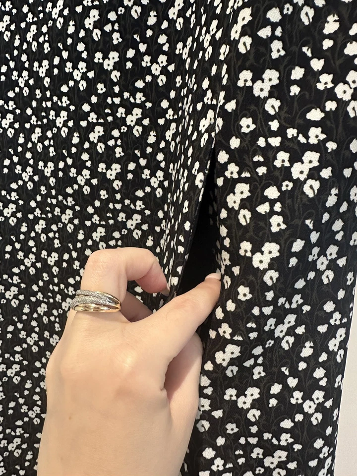 VESTIDO MAX MARA MARGARITA ESTAMPADO FLORAL NEGRO BLANCO FLORES VERDES BOLSILLOS TRABAJO S UK8 Foto 2 de 4